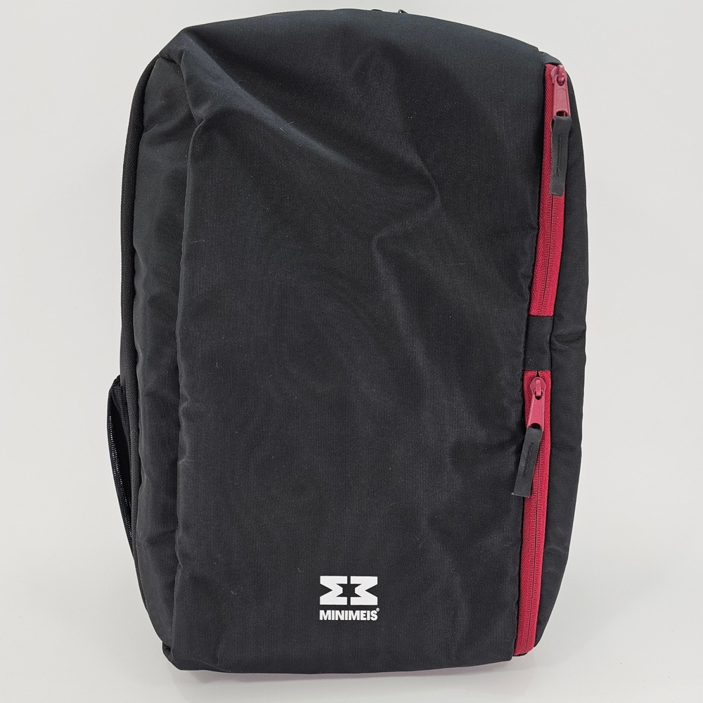Minimeis Backpack Unisex One Size Black Red Zipper Durable Outdoor Travel Bag